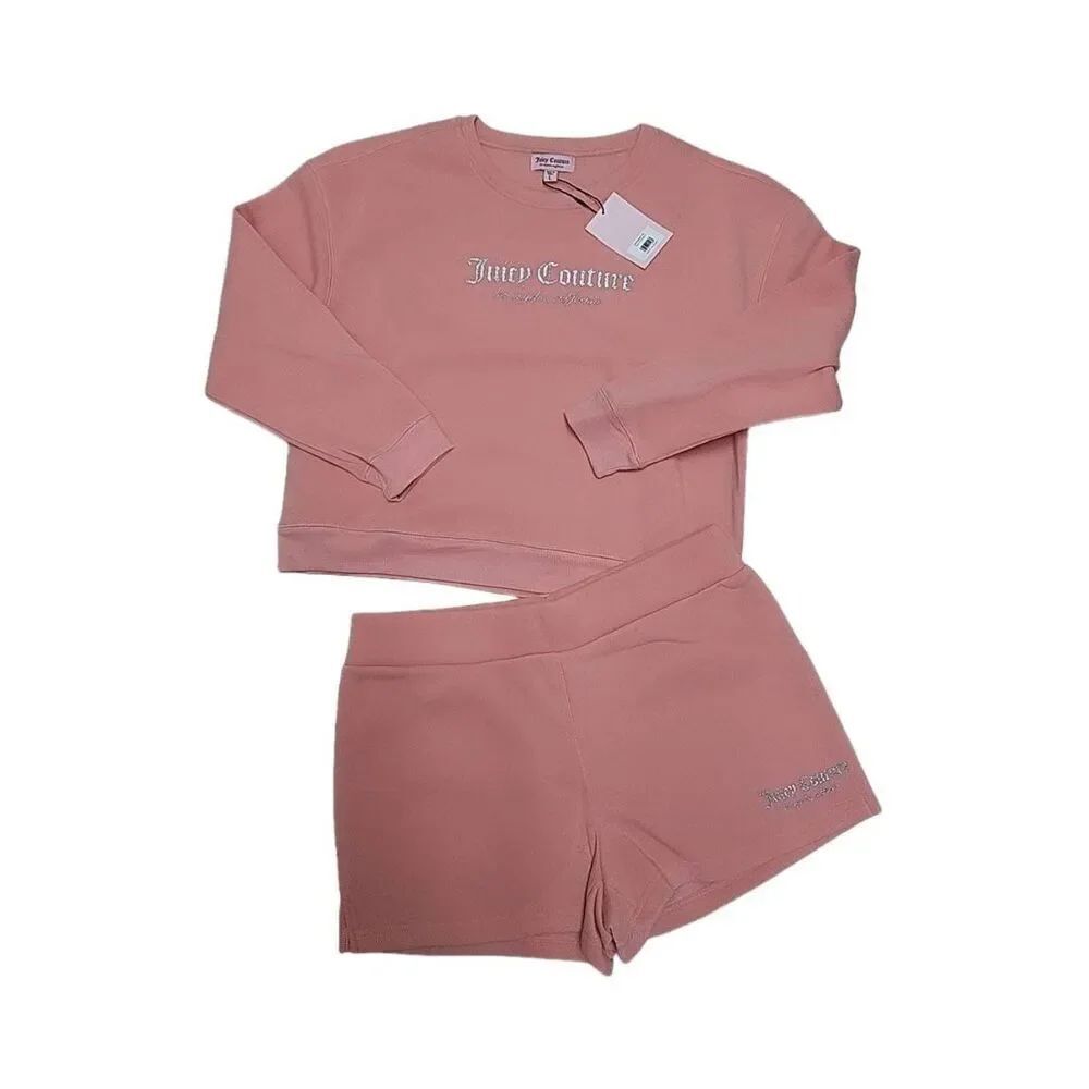 NWT~JUICY COUTURE Strawberry Ice Sweatshirt & Shorts Set Sz Large~$139 Retail~
